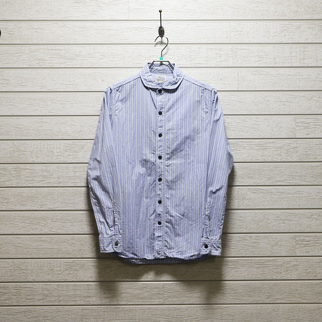 ハリス（HARRISS）ラウンドストライプデザインシャツ Mサイズ コンディションB ブルー 価格2,200(税込)