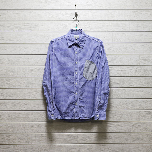 ハリス（HARRISS）ギンガムチェックデザインシャツ Mサイズ コンディションB ブルー 価格2,200(税込)