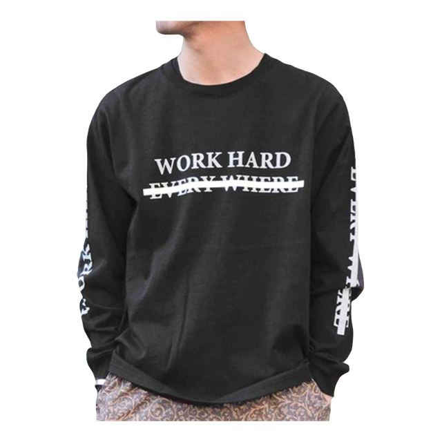 ロングスリーブプリントTシャツ(WORK) ブラック JOHNBULL 50%OFF ￥7,150(税込)→￥3,575(税込)残りMサイズ