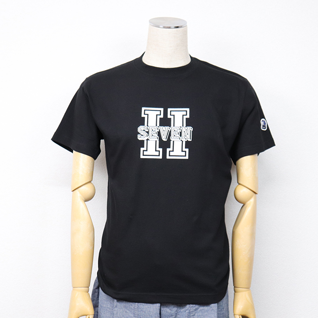 左袖口にH7ワッペン付きプリントTシャツ(H SEVEN) ブラック HARRISS 50%OFF ¥6,600(税込)→￥3,300(税込)
