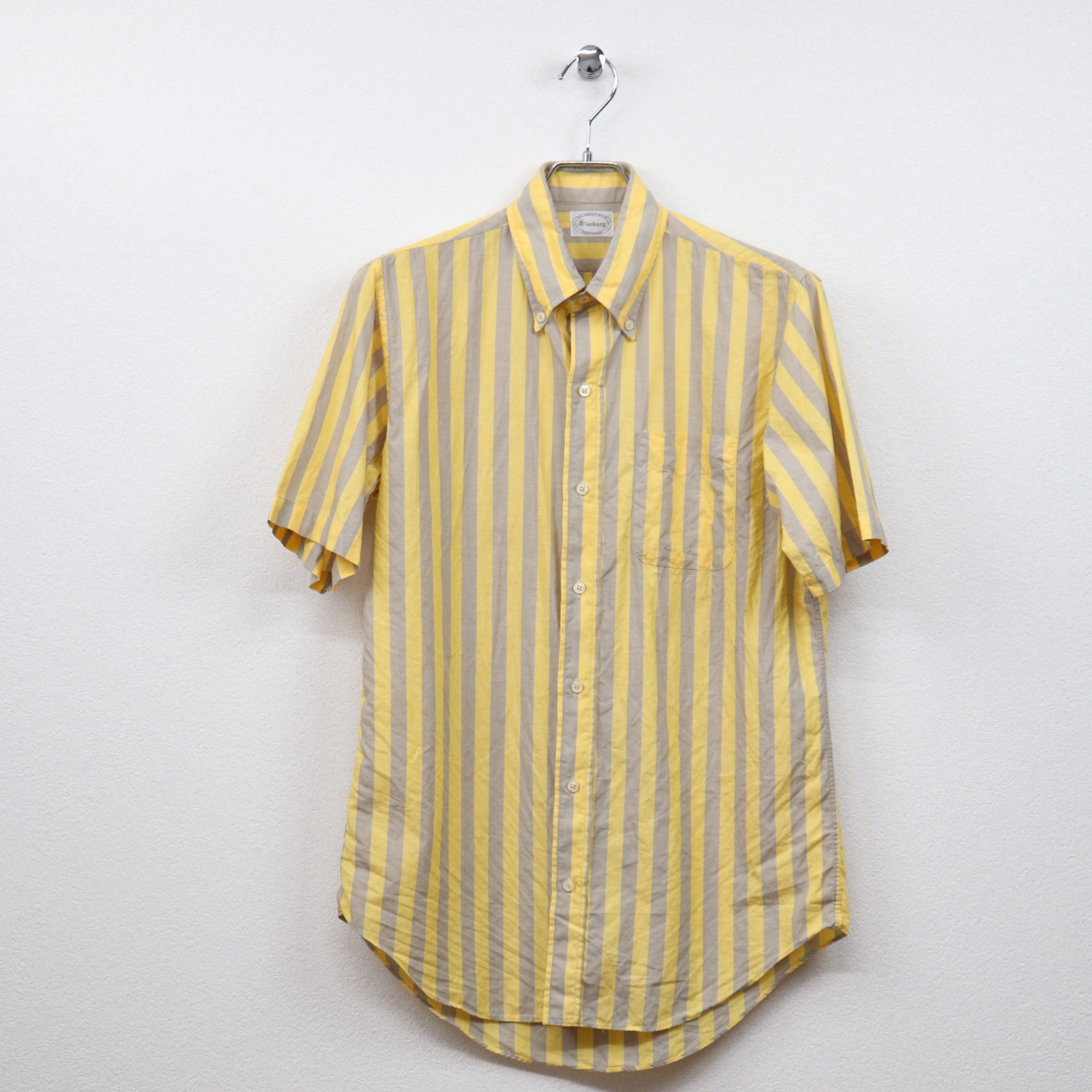 スタンバリー（Stanbury）ストライプ半袖ボタンダウンシャツ Lサイズ コンディションB イエロー系 価格1,980(税込)