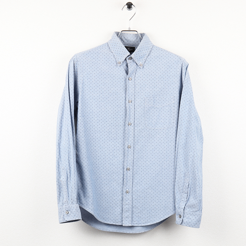 HARRIS ハリス メンズ 長袖オックスフォードドットプリントボタンダウンシャツ Mサイズ ブルー系 2,200円