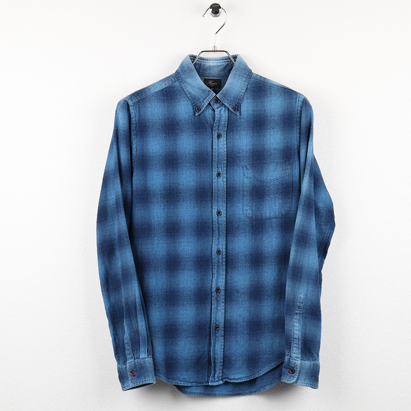HARRIS ハリス メンズ 長袖チェックボタンダウンシャツ Mサイズ ブルー系 2,200円
