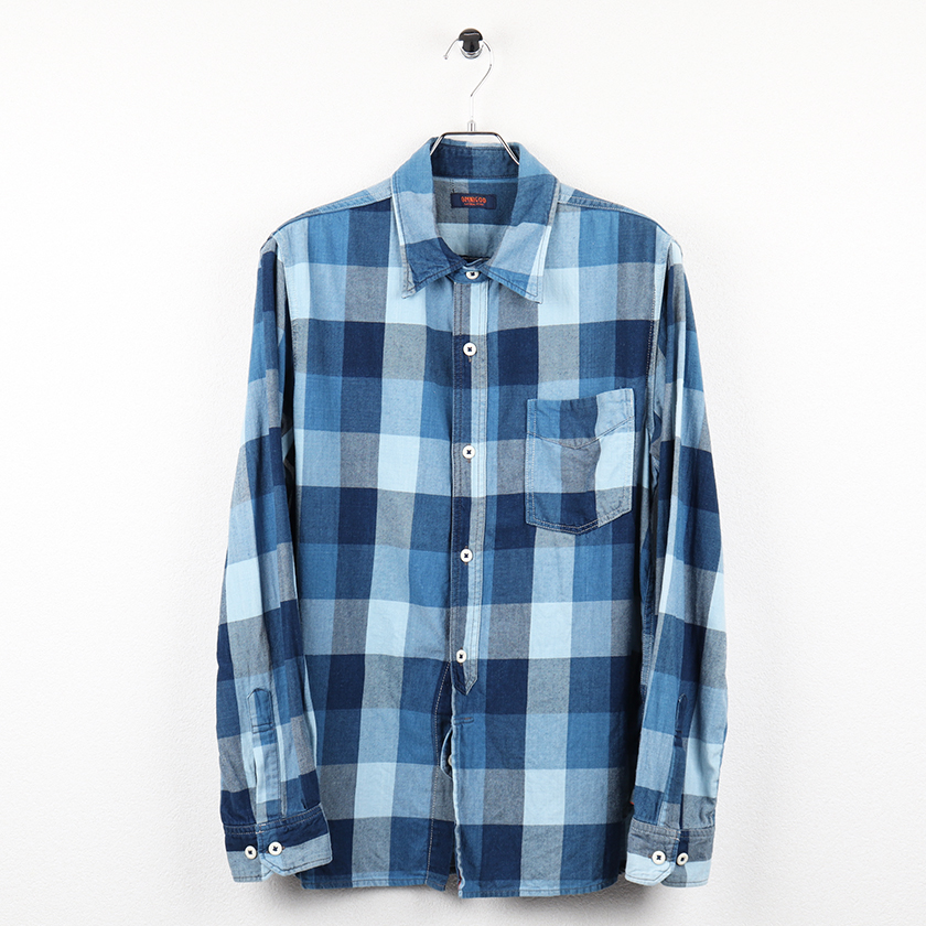OMNIGOD オムニゴッド メンズ 長袖ブロックチェックシャツ M ブルー系 2,200円