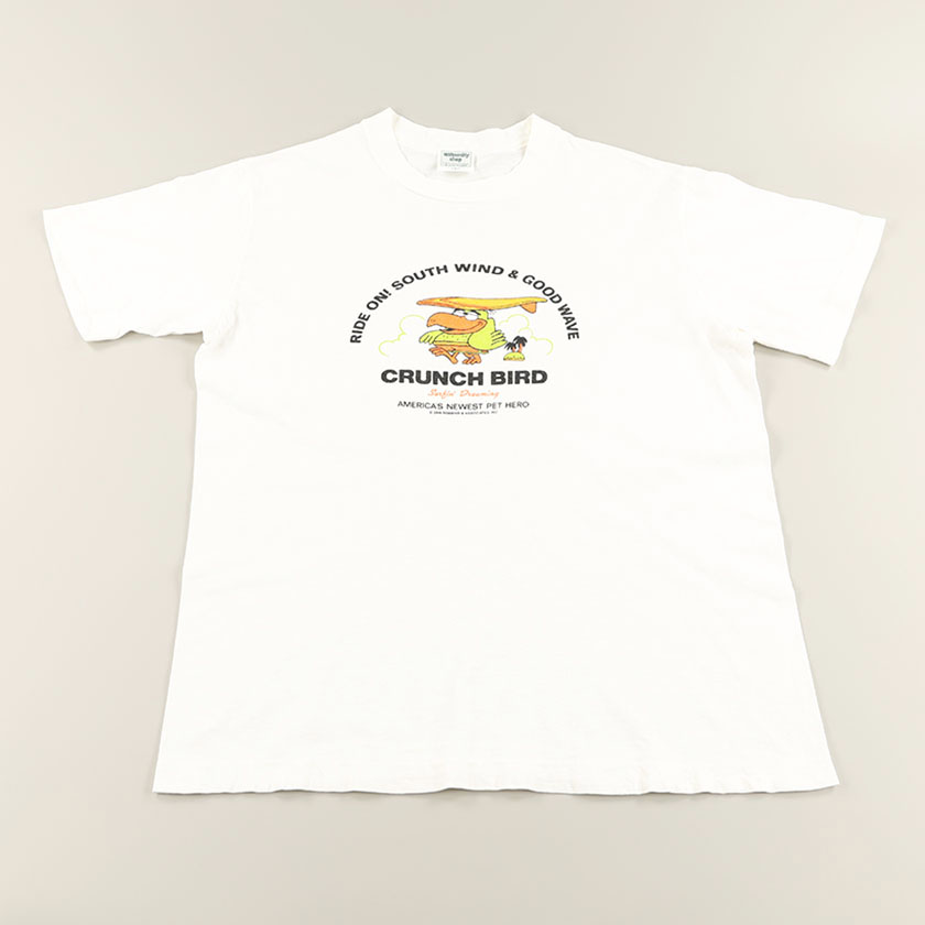 `80s UNIVERSITY SHOP ユニバーシティショップ 半袖Tシャツ(CRUNCH BIRD)ホワイト ジャンク商品 2,200円