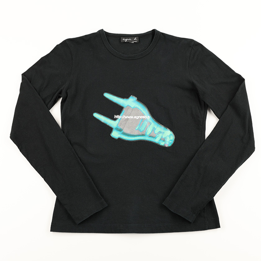 1998年前後 agnes b. アニエスベー プリントロングTシャツ 1サイズ ブラック（ジャンク商品）4,400円
