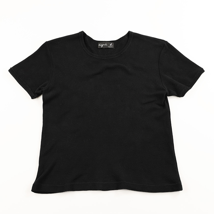 1998年前後 agnes b. アニエスベー ショート丈半袖カットソー サイズ(不明) ブラック（ジャンク商品）2,200円