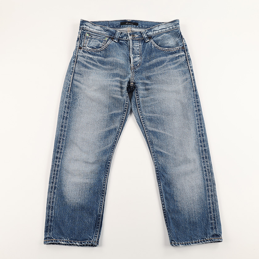 JOHNBULL ジョンブル レディースユーズド加工8分丈デニムパンツ Sサイズ インディゴブルー （ジャンク商品）4,400円