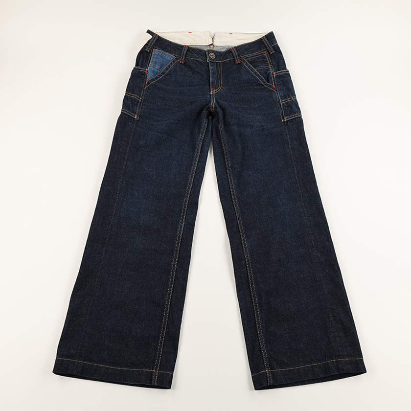 JOHNBULL ジョンブル レディースワーカーズワイドデニムパンツ Sサイズ インディゴブルー （ジャンク商品）4,400円