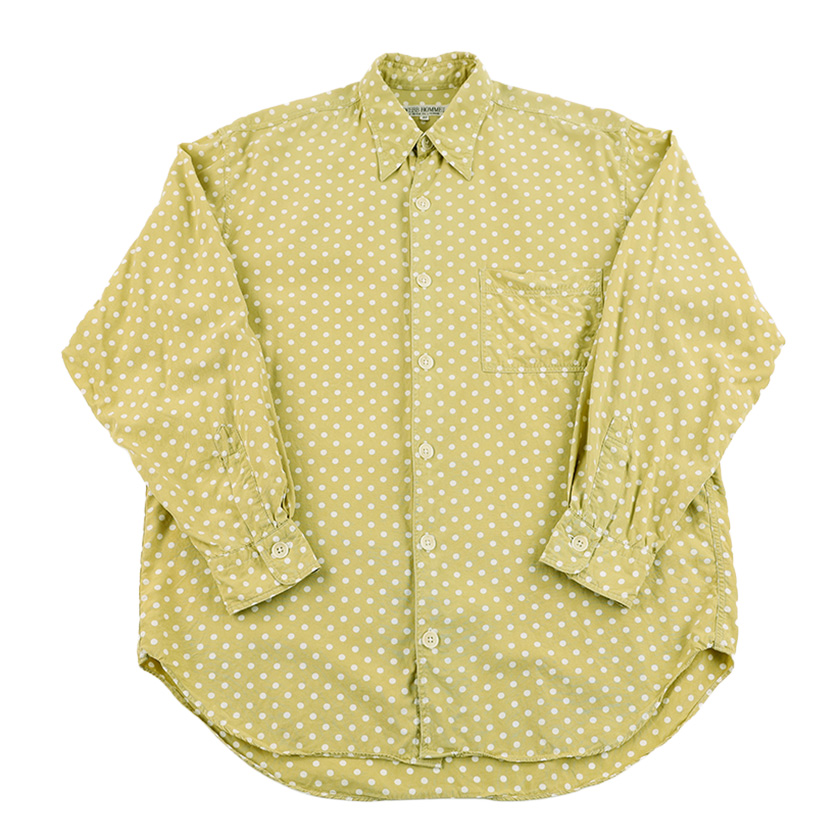 80’s WEBB HOMME  ウェブオム 水玉柄レギュラーカジュアルレーヨンシャツ Mサイズ ライトグリーン (ジャンク商品) 2,200円