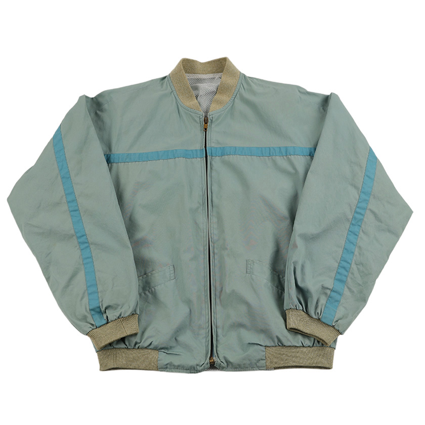 80’s ブランド不明 スプリングフードブルゾン(デザインサンプル) Mサイズ  サックスブルー (ジャンク商品) 3,300円