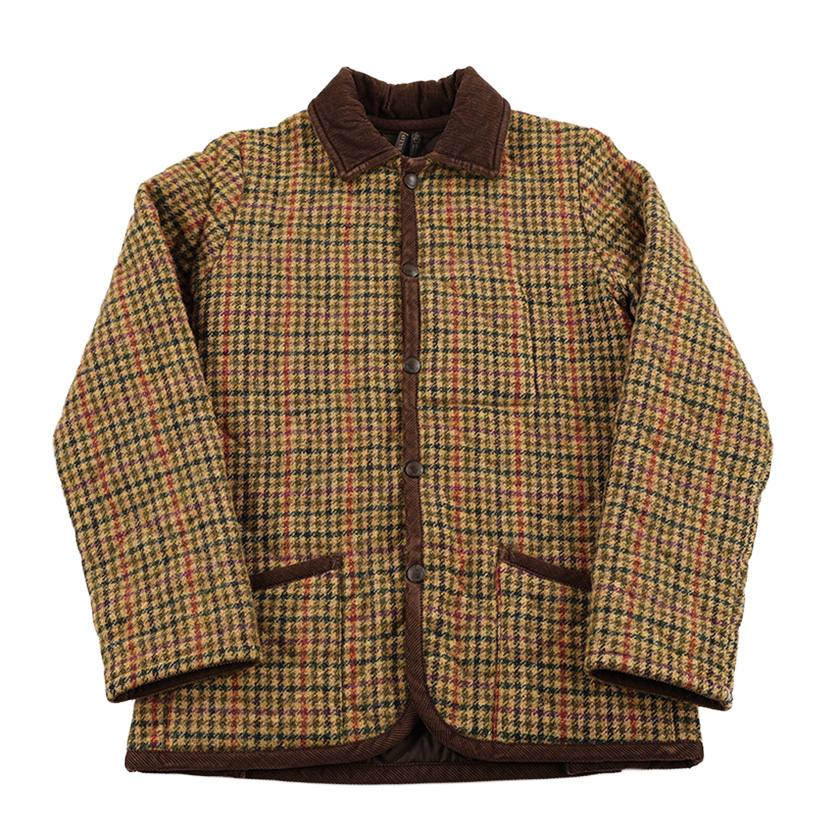 00’s LAVENHAM ラベンハム レディースウールキルティングチェック柄ジャケット 36(S) カーキベース（ジャンク商品）5,500円