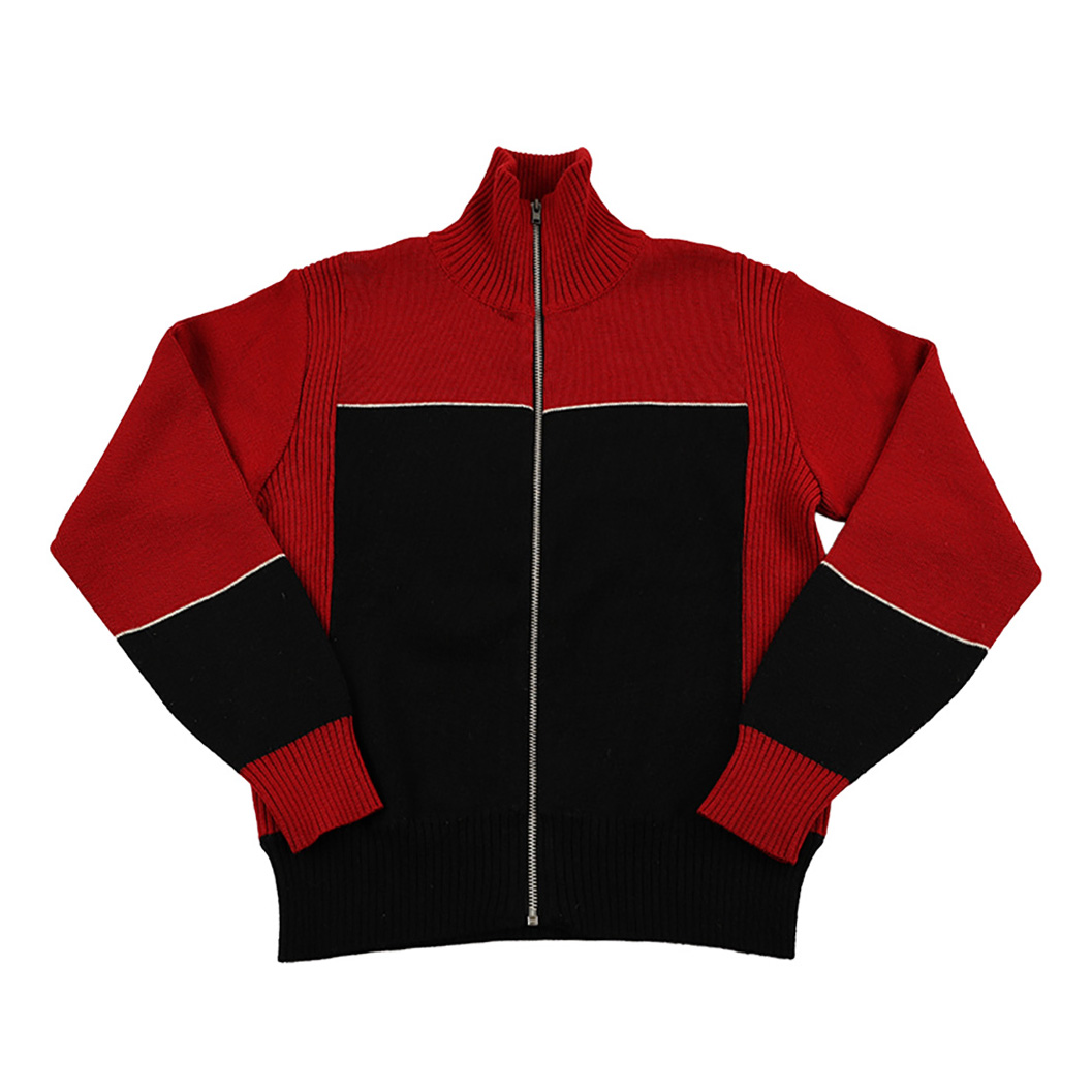 90’s DUEE’ 配色タートルジップセーター サイズ不明(M) ネイビー/レッド/ホワイト（ジャンク商品）
