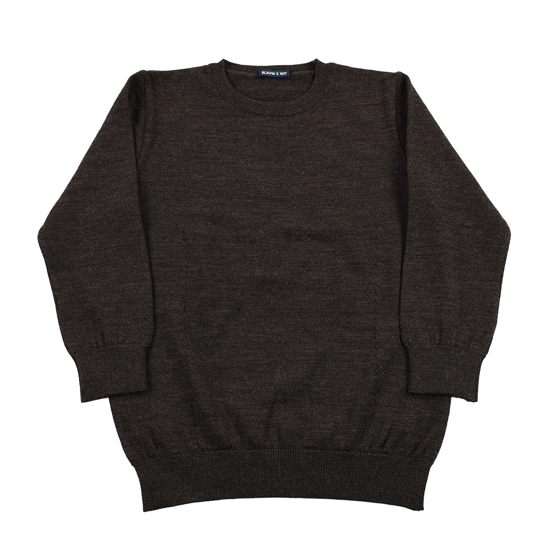 00’s BLAUE&WIT ブラウウィット レディースハイゲージ7分袖クルーネックニット Mサイズ チャコールグレー（ジャンク商品）3,300円