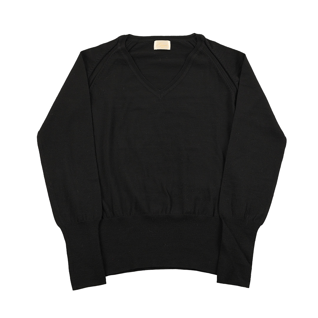 00’s Harriss ハリス ハイゲージVネックニット フリーサイズ ブラック（ジャンク商品）3,300円