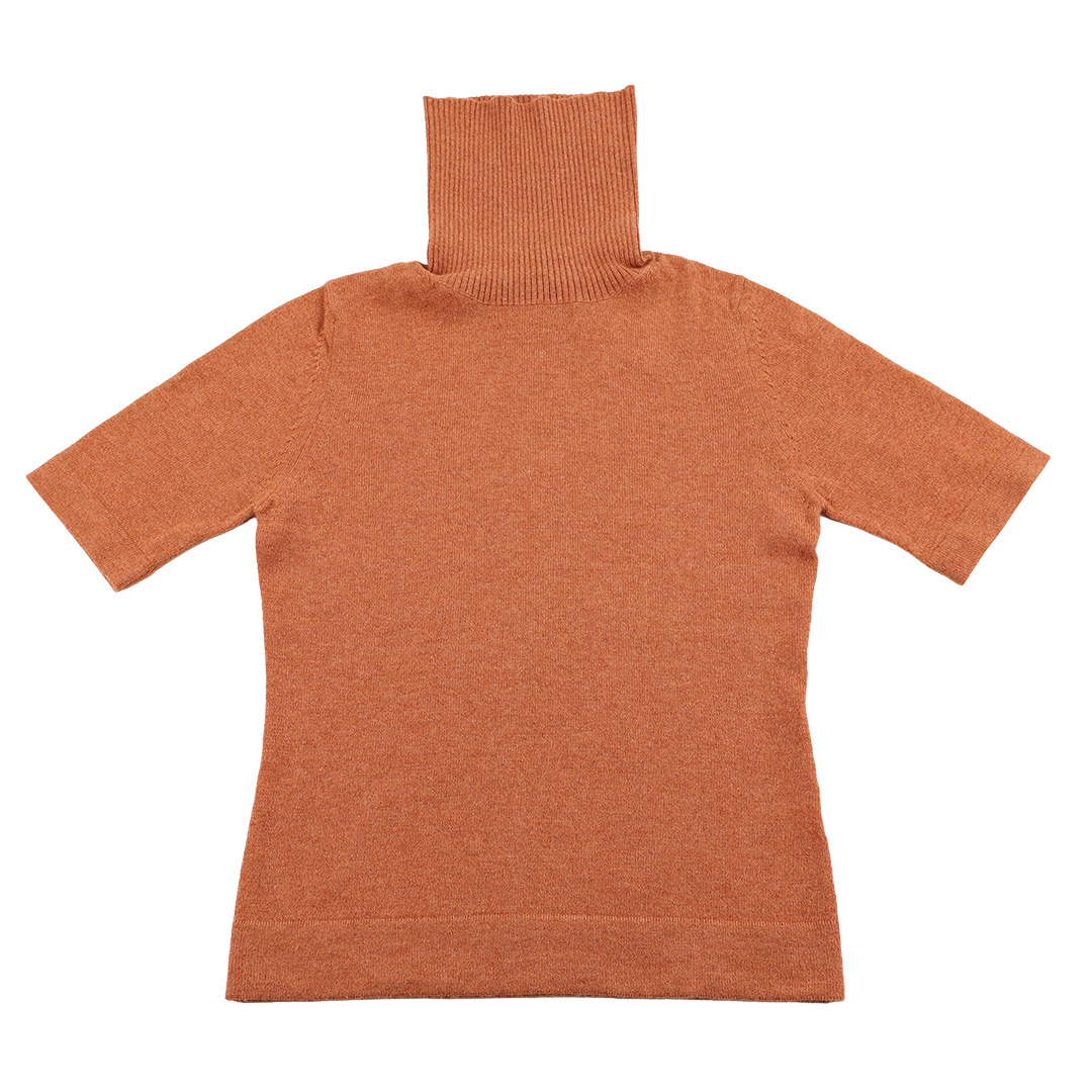 Harriss ハリス 半袖タートルネックウエストシェイプニット フリーサイズ オレンジ（ジャンク商品）3,300円