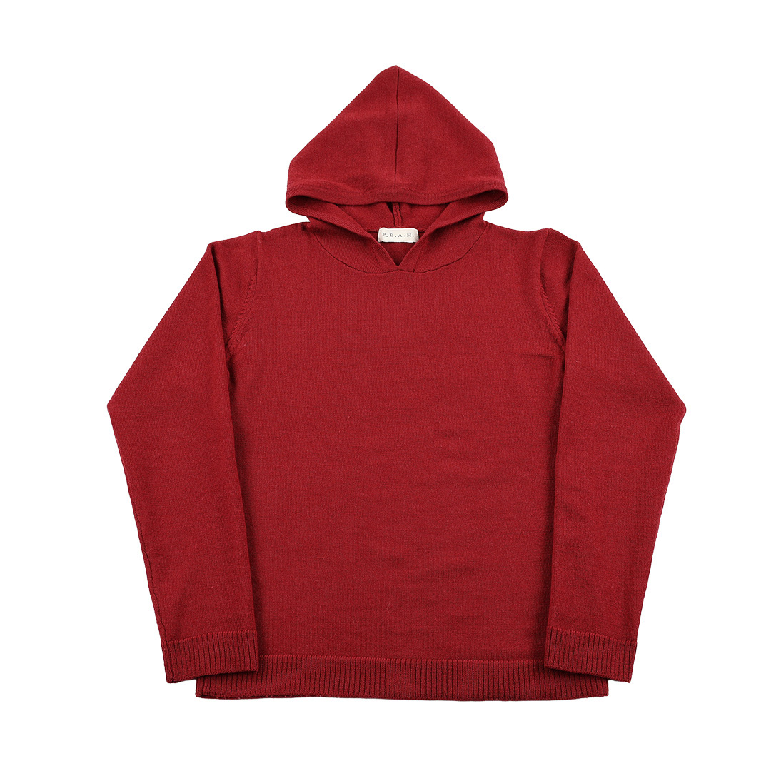 90’s P.E.A.H.  レディースフード付きプルオーバーニット フリーサイズ ワインレッド（ジャンク商品）3,300円