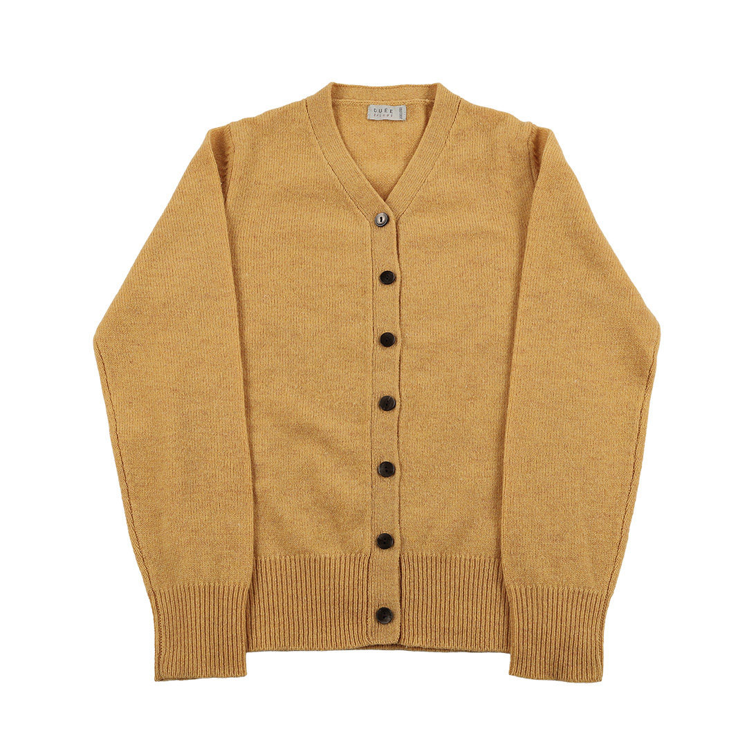 90’s Nacre ナクル レディースシェットランドVネックカーディガン フリーサイズ マスタード（ジャンク商品）3,300円