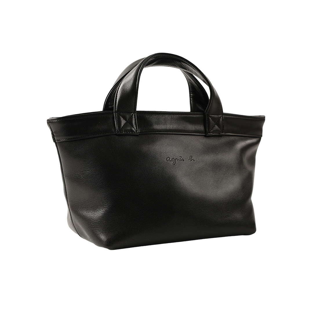 1998年前後 agnes b. VOYASE アニエスベー ボヤージュ ファスナー付き レザーミニトートバック MDA22981 ブラック（ジャンク商品）