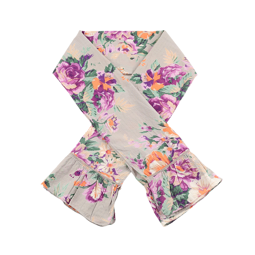 Rougevif ルージュヴィフ ペプラム切替と花柄がオシャレな大判ストール グレーベース花柄（ジャンク商品）